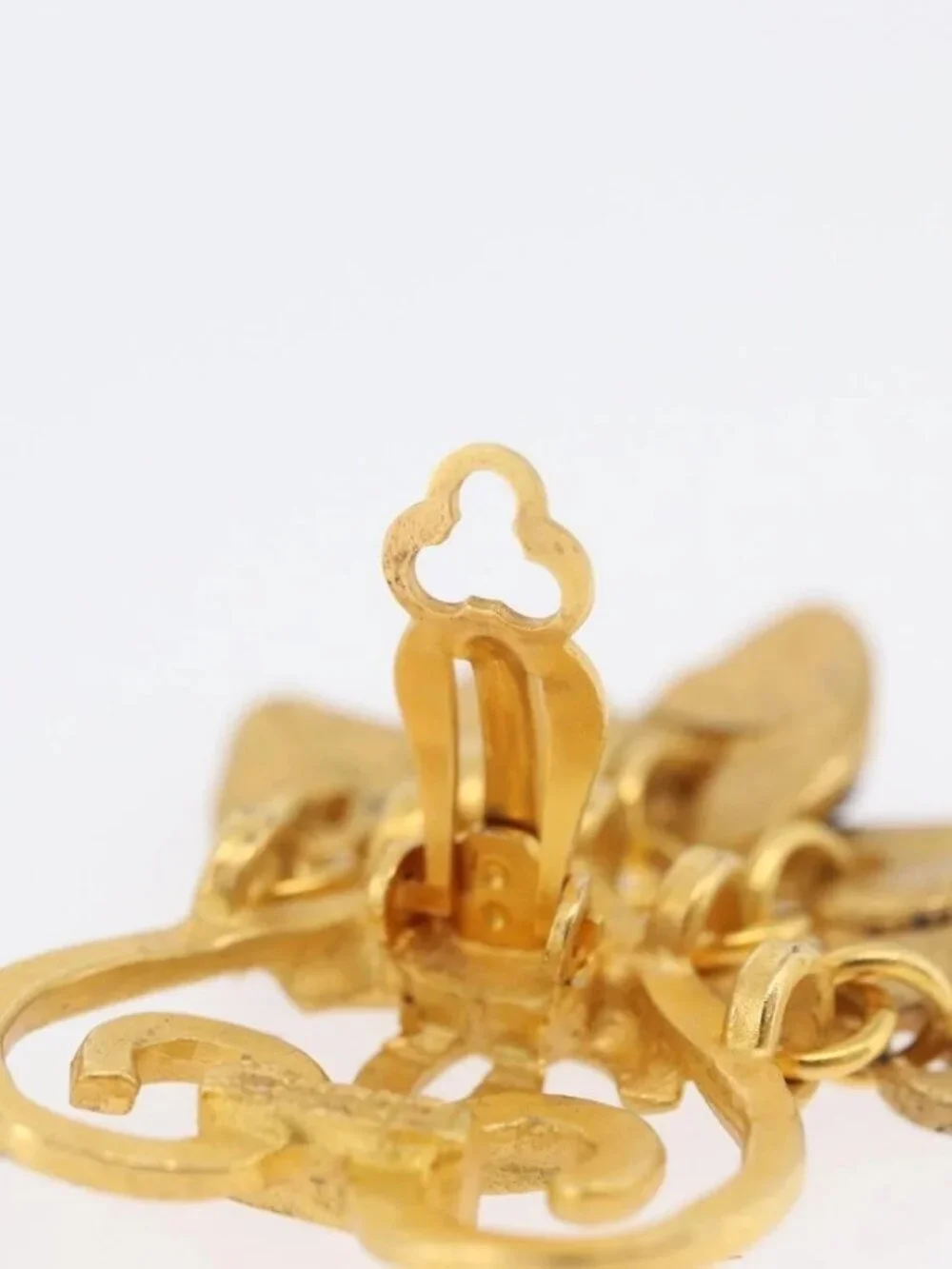 CHANEL Heart COCO Mark Earring metal Gold Tone CC Auth 168046V